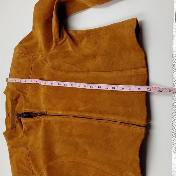 Uniform by John Paul Richard camel color leather zip up cropped jacket vintage - Picture 10 of 12